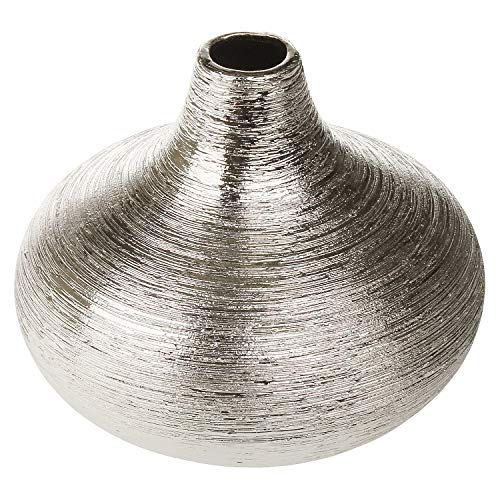 MACOSA Design Deko-Vase 16x13 cm Silber Riffel Look Standvase Blumenvase Wohndeko Wohnaccessoire von MACOSA HOME