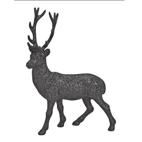 MACOSA GW10040850 Deko Hirsch stehend schwarz Glitzer Weihnachtsdeko Dekofigur Dekohirsch Hirschdekoration Weihnachten Winter-Dekoration Tierfigur von MACOSA HOME