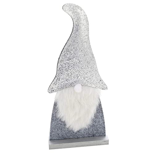 MACOSA GW10041053 Wichtel stehend 40 cm grau Glitzer Dekowichtel Dekofigur Figur Aufsteller aus Holz und Filz Fensterdeko Weinachten Dekoration Weihnachtsdeko von MACOSA HOME