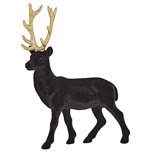 MACOSA GW27706 Deko Hirsch stehend in schwarz Gold Weihnachtsdeko Dekofigur Deko-Hirsch Deko-Objekt Hirschdekoration Weihnachten Winter-Dekoration Tierfigur von MACOSA HOME