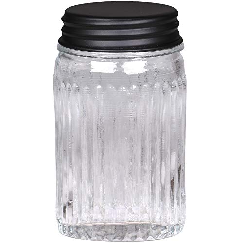 MACOSA MACOSA CA61589-02 Aufbewahrungsglas Vorratsglas rund oder eckig mit Metalldeckel schwarz matt Aufbewahrungsbehälter Glasdose Küche Deko Glas mit Muster (rund) von MACOSA HOME