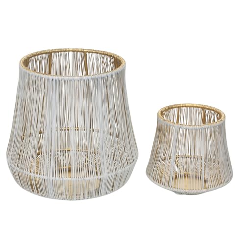 MACOSA NO43166 Windlicht 2er Set Metall Weiß Gold modern Dekoration Kerzenhalter Tischdeko Garten Metallwindlicht Drahtwindlicht Kerzenhalter Kerzenständer Kerzenlicht MACOSA NO43166 Windlicht 2er Set Metall Weiß Gold modern Dekoration Kerzenhalter Tischdeko Garten Metallwindlicht Drahtwindlicht Kerzenhalter Kerzenständer Kerzenlicht von MACOSA HOME