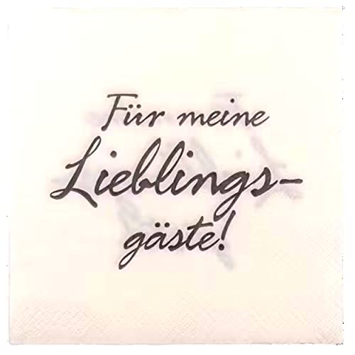 MACOSA OO145270_x2 Papier-Servietten Set 40 Stk. mit Spruch Weiß Schwarz 33x33 cm 3-lagig Tisch-Deko "Lieblingsgäste" Papierservietten Einweg Geburtstag Fest von MACOSA HOME