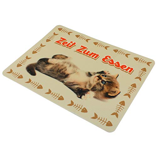 MACOSA PA31007 Napfunterlage Zeit zum Essen 60 x 39 cm Kunststoff Antirutsch-Unterlage Fressnapf-Matte Haustier-Zubehör Napf Futternapf-Unterlage von MACOSA HOME