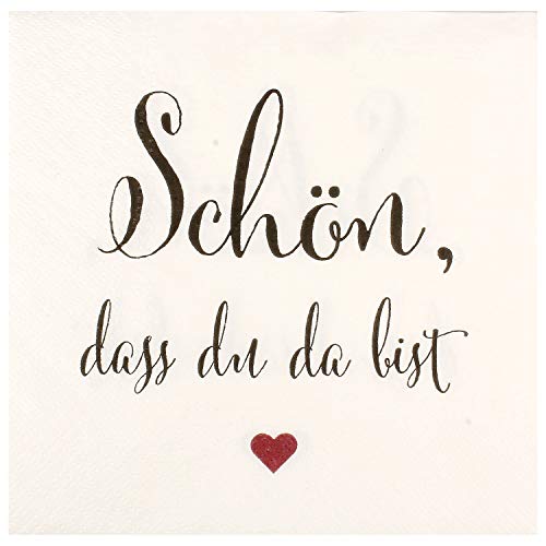 MACOSA Papier-Servietten Set 40 STK. mit Spruch Weiß 33x33 cm 3-lagig Tisch-Deko SchÃn DASS Du da bist Papierservietten Einweg Geburtstag Fest MACOSA Papier-Servietten Set 40 STK. mit Spruch Weiß 33x33 cm 3-lagig Tisch-Deko SchÃn DASS Du da bist Papierservietten Einweg Geburtstag Fest von MACOSA HOME