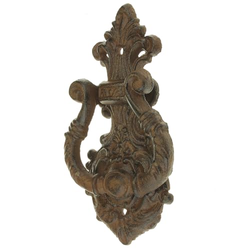 MACOSA SA05064 Türklopfer Gusseisen Metall Braun 18 cm Türdeko antik rustikal Haustürklopfer Vintage-Stil Anschlagring Klopfer für Türen von MACOSA HOME