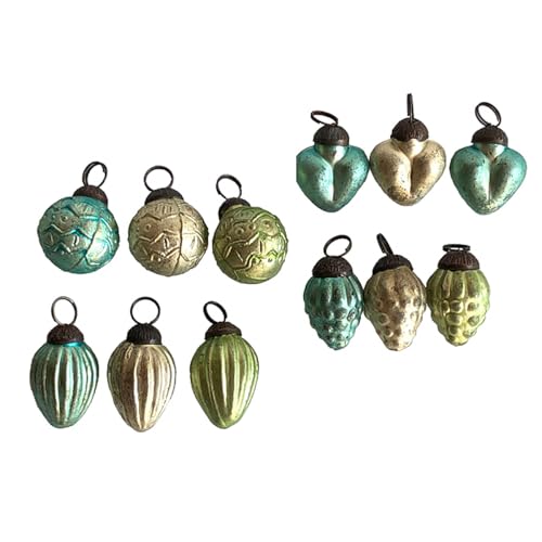 MACOSA SA40704 12er Set Weihnachtskugeln klein 3 cm Antik Grün Gold Türkis Pastell Vintage Deko Glas & Metall Mini Christbaumkugeln in Box Weihnachtsdeko Baum Baumschmuck Kugel Set MACOSA SA40704 12er Set Weihnachtskugeln klein 3 cm Antik Grün Gold Türkis Pastell Vintage Deko Glas & Metall Mini Christbaumkugeln in Box Weihnachtsdeko Baum Baumschmuck Kugel Set von MACOSA HOME