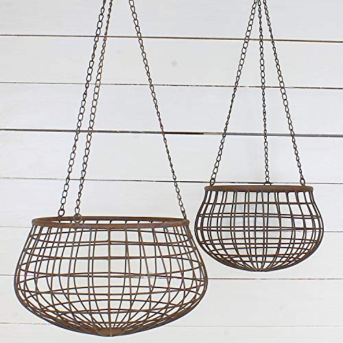 MACOSA SA80520 Blumenampel 2er Set Dunkelrost Metall-Korb Landhausstil Ablagekörbe Küchenampel hängend Hängekorb Küche Obstampel Deko-Korb Vintage MACOSA SA80520 Blumenampel 2er Set Dunkelrost Metall-Korb Landhausstil Ablagekörbe Küchenampel hängend Hängekorb Küche Obstampel Deko-Korb Vintage von MACOSA HOME