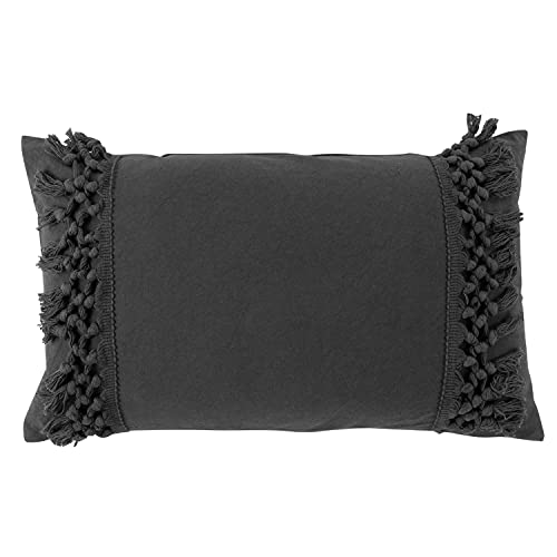 MACOSA U1609293 Deko-Kissen 50x30 cm Anthrazit Makramee Reißverschluss Baumwolle inkl. Füllung Sofakissen Kuschel-Kissen Zierkissen Deko Couchkissen von MACOSA HOME