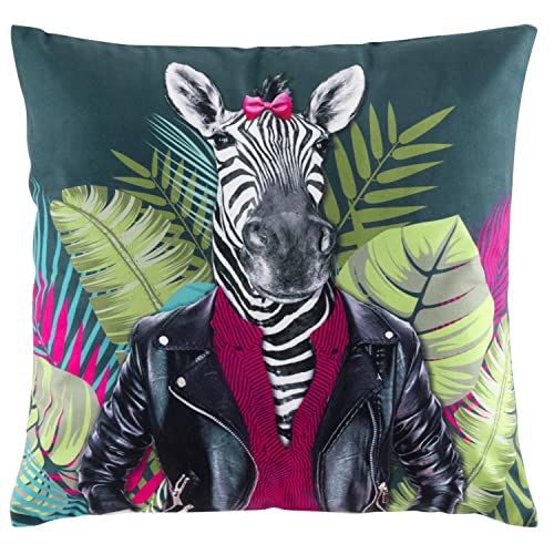 MACOSA U1609886 Deko-Kissen 45x45 cm Zebra bunt modern grün mit Reißverschluss inkl. Füllung modern Sofakissen Dekokissen Zierkissen Deko Couchkissen von MACOSA HOME