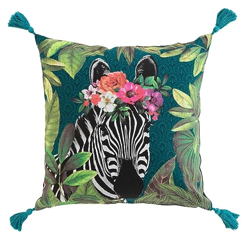 MACOSA U1611030 Deko-Kissen 45 x 45 cm Zebra Muster Grün Bunt inkl. Füllung Sofakissen Dekokissen Zierkissen Deko Couchkissen von MACOSA HOME