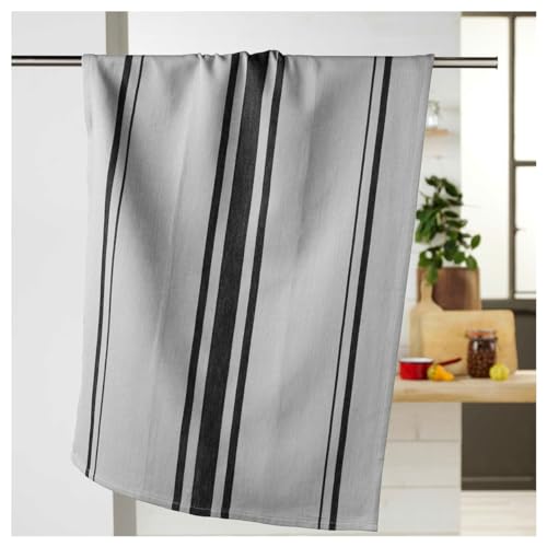 MACOSA U1731201_x3 Geschirrtücher 3er Set Grau 100% Baumwolle gestreift Küchenhandtücher Küchentuch Trockentuch-Set Abtrockentuch (Grau) von MACOSA HOME