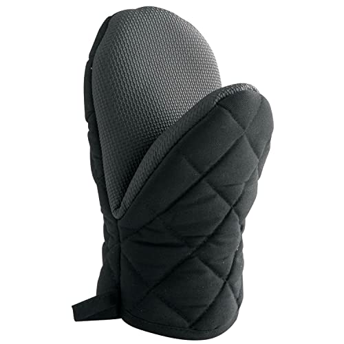 MACOSA U1790302 Backhandschuh Neopren schwarz gesteppt rutschfest hitzebeständig Backofenhandschuh Küchenhelfer Topfhalter Küchenutensil Handschuh von MACOSA HOME