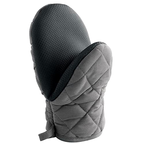 MACOSA U1790306 Backhandschuh Neopren Anthrazit gesteppt rutschfest hitzebeständig Backofenhandschuh Küchenhelfer Topfhalter Küchenutensil Handschuh von MACOSA HOME