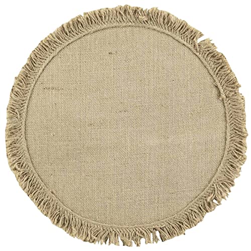 MACOSA U1790482_x2 Platzset 2 STK. Jute Fransen rund Braun Natur Platzmatten modern Boho Tischset Tisch-Untersetzer Teller-Unterlage Platzdeckchen Tischmatte von MACOSA HOME