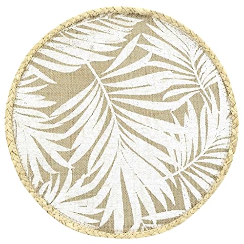 MACOSA U1790483_x4 Platzset 4 STK. Rund Beige Weiß Dschungel Jute Platzmatten modern Tischset Tisch-Untersetzer Teller-Unterlage Platzdeckchen Tischmatte von MACOSA HOME