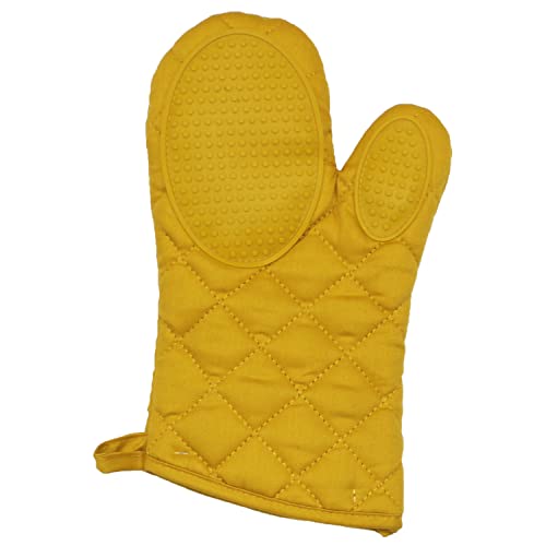 MACOSA UI17466 Backhandschuh Neopren Senfgelb gesteppt rutschfest hitzebeständig Backofenhandschuh Küchenhelfer Topfhalter Küchenutensil Handschuh von MACOSA HOME