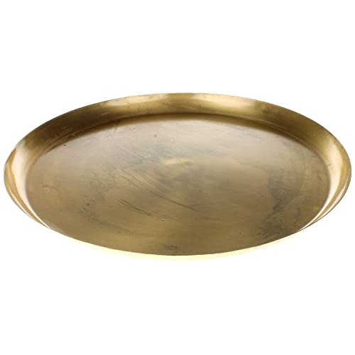 MACOSA VM060051 Tablett rund Gold 48 cm Metall Dekoschale Deko-Tablett Tisch-Dekoration Obsttablett Wohn-Accessoire Dekotablett Kerzentablett modern groß von MACOSA HOME