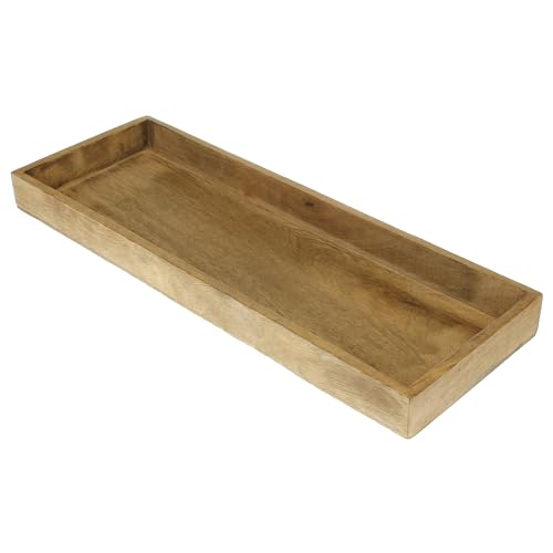 MACOSA VM060202 Holztablett Braun 39 cm Holz rechteckig schmal Tablett Deko-Tablett Tisch-Dekoration Kerzenteller Servierplatte Obsttablett Wohn-Accessoire modern von MACOSA HOME