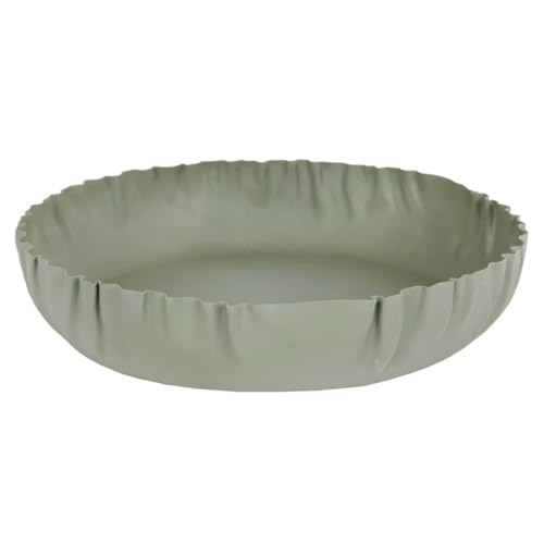 MACOSA VM060234 Tablett rund welliger Rand 23 cm Metall Dekoschale Deko-Tablett Tisch-Dekoration Obstschale Wohn-Accessoire Metallschale Dekotablett Kerzentablett modern groß von MACOSA HOME