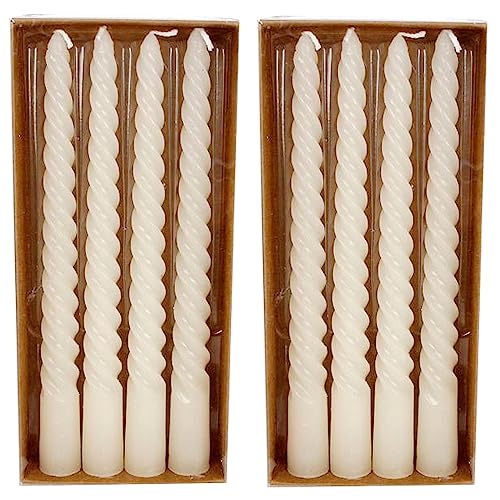 MACOSA VM091079_x2 Spiralkerzen elfenbein 8er Set 20 cm Stabkerzen gedreht creme Tafelkerzen Twist Spitzkerzen Dekokerzen Tischdekoration Deko Wachskerzen von MACOSA HOME