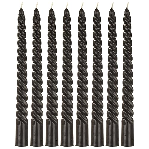 MACOSA VM091302_x2 Spiralkerzen schwarz 8er Set 20 cm Stabkerzen gedreht Tafelkerzen Twist Spitzkerzen Dekokerzen Tischdekoration Deko Wachskerzen von MACOSA HOME