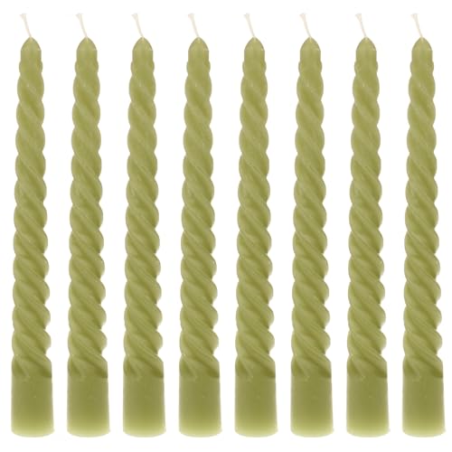MACOSA VM091356_x2 Spiralkerzen Grün 8er Set 19 cm Stabkerzen gedreht Tafelkerzen Twist Spitzkerzen Dekokerzen Tischdekoration Deko Wachskerzen von MACOSA HOME