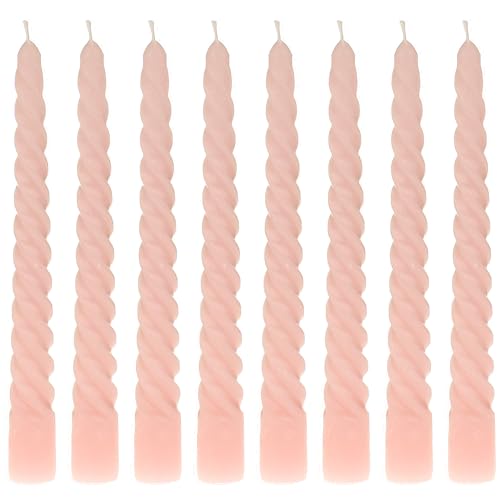 MACOSA VM091359_x2 Spiralkerzen rosa 8er Set 19 cm Stabkerzen gedreht Tafelkerzen Twist Spitzkerzen Dekokerzen Tischdekoration Deko Wachskerzen von MACOSA HOME