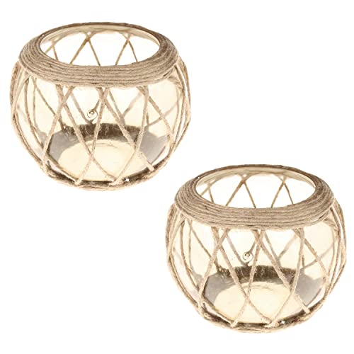 MACOSA VM100422_x2 Teelichthalter 2er Set Windlicht Glas Jute rund 9 cm Deko Glaswindlicht Tisch-Dekoration Kerzenhalter Teelicht Halter Kerzenglas Teelichtglas MACOSA VM100422_x2 Teelichthalter 2er Set Windlicht Glas Jute rund 9 cm Deko Glaswindlicht Tisch-Dekoration Kerzenhalter Teelicht Halter Kerzenglas Teelichtglas von MACOSA HOME