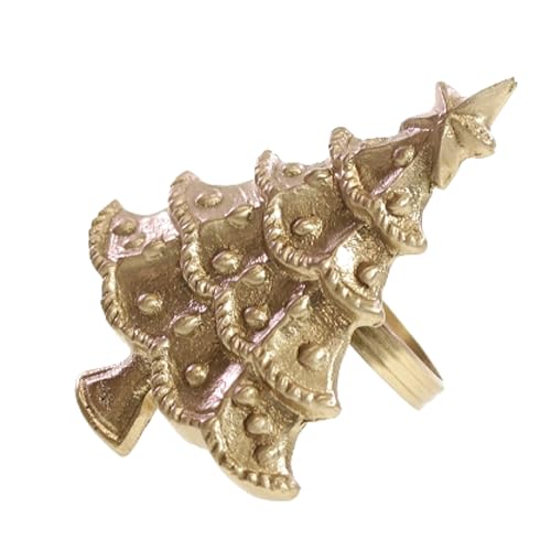 MACOSA WV50589_x6 Serviettenringe Weihnachtsbaum 6er Set Metall Gold Messing Weihnachten Festliche Tischdekoration Servietten-Halter Christbaum Tanne Tischset Tisch-Dekoration Accessoire von MACOSA HOME