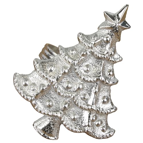 MACOSA WV53325_x6 Serviettenringe Weihnachtsbaum 6er Set Metall Silber Weihnachten Festliche Tischdekoration Servietten-Halter Christbaum Tanne Tischset Tisch-Dekoration Accessoire von MACOSA HOME