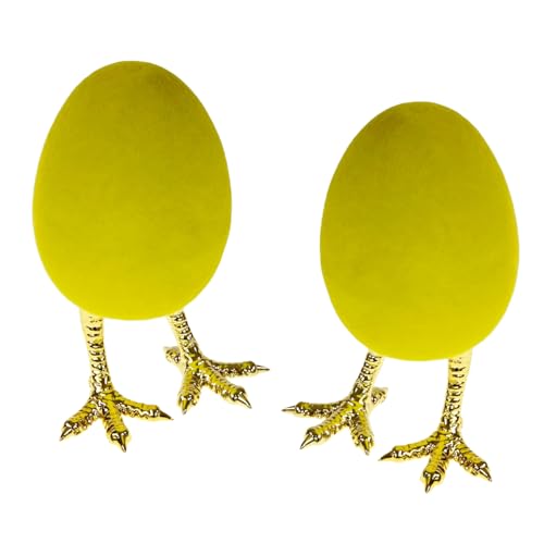 MACOSA WV55800_x2 Dekoeier auf Füßen 2er Set Grün Gold 12 cm Ei Osterdeko Osterei Oster-Dekoration Tischdeko Deko-Figur Ostern Osterdekoration von MACOSA HOME