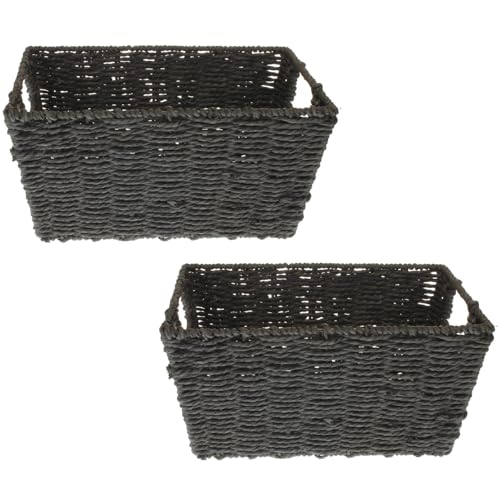 Macosa AS8092 Korb 2er Set Bast Schwarz matt 29,5 cm Regalkorb Dekokorb Korbset Bastkorb modern mit Griff Allzweckkorb rechteckig Aufbewahrungskorb eckig Macosa AS8092 Korb 2er Set Bast Schwarz matt 29,5 cm Regalkorb Dekokorb Korbset Bastkorb modern mit Griff Allzweckkorb rechteckig Aufbewahrungskorb eckig von MACOSA HOME