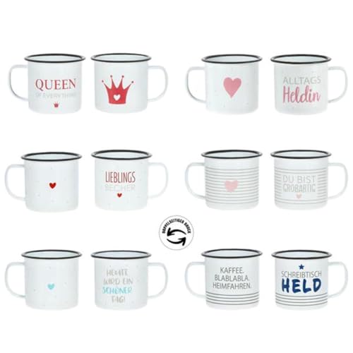 Macosa CP91773_queen Tasse Metall Weiß Queen of everything Becher 350 ml Metalltasse Metallbecher Outdoorbecher Campingbecher Campingtasse Kaffeetasse Teetasse (350 ml, Queen) von MACOSA HOME