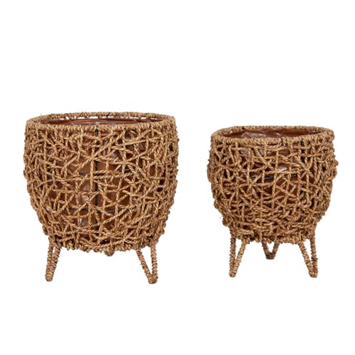 Macosa HO362769 Pflanztopf 2er Set Braun Naturfasern modern Pflanzgefäß mit Standfüßen Dekotopf Topf Indoor Blumentopf Dekotopf Gefäß Macosa HO362769 Pflanztopf 2er Set Braun Naturfasern modern Pflanzgefäß mit Standfüßen Dekotopf Topf Indoor Blumentopf Dekotopf Gefäß von MACOSA HOME