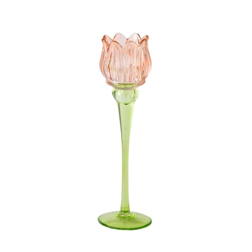Macosa HO363678_braun Teelichthalter Tulpe 27 cm Glas Braun Glaskerzenhalter modern Frühlingsdekoration Dekoration Frühling Dekoteelichthalter Kerzenhalter Tulpenform (Braun) von MACOSA HOME