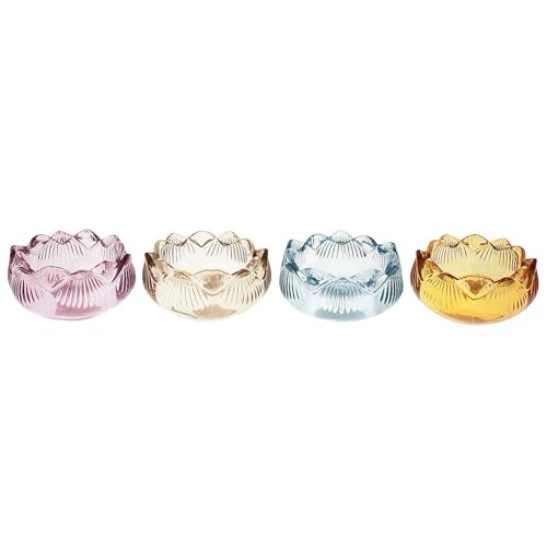 Macosa HO363814_x4 Teelichthalter Tulpe 4er Set Glas bunt 7,8 cm Glaswindlicht modern Frühlingsdekoration Dekoration Frühling Dekowindlicht Kerzenhalter Tulpenform von MACOSA HOME