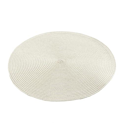 Macosa U1790612_x4 Tischset 4 STK. Elfenbein 35 cm rund Kunststoff Platzsets abwischbar Tischdeko Tischmatte Platzmatte Tisch-Unterlage Tischset Platzdeckchen (Elfenbein) von MACOSA HOME
