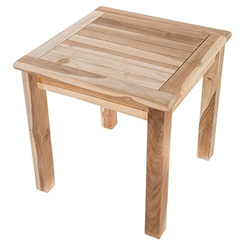 MACOShopde by MACO Möbel Beistelltisch aus massivem Teak Holz wetterfest für Garten Balkon und Terrasse – Quadratischer Holztisch 50 x 50 cm von MACOShopde by MACO Möbel