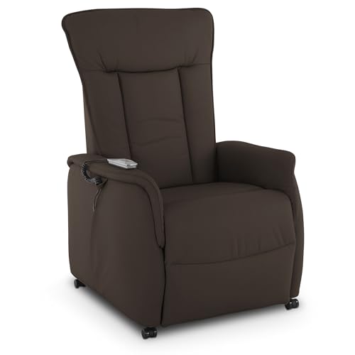 Raburg Fernsehsessel mit Aufstehhilfe, Relaxsessel mit Liegefunktion, elektrisch mit Fernbedienung, 2 Motoren, Taschenfederkern/Komfort-Polsterung, bis 120 kg, Leder/Kunstleder, Marie, Dunkelbraun von MACOShopde by MACO Möbel
