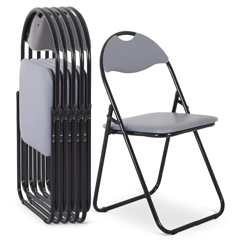 Raburg Klappstuhl 6er-Set, praktisches Gästestuhl-Set zum Klappen, gepolstert, leicht & bequem, Belastbarkeit 100 kg, Metallgestell, für Gäste, Büro, Event & Party, Paul, Grau/Schwarz von MACOShopde by MACO Möbel