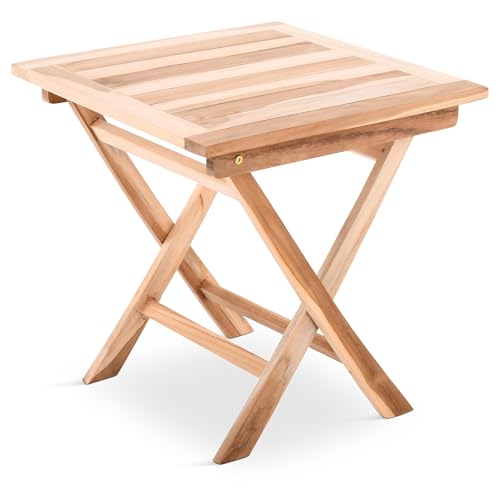MACOShopde by MACO Möbel Raburg Garten-Beistelltisch Quadrat in Natur - Teak-Holz, 50 cm x 50 cm, 50 cm hoch von MACOShopde by MACO Möbel