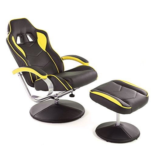 Raburg Gaming-Sessel DRIFT Sport, SCHWARZ-GELB mit Hocker, Soft-Touch-Kunstleder, ergonomisch, Racing-Design, Bürostuhl, Streamingstuhl, Chefsessel, Relaxfunktion, 135° neigbar, 360°, bis 120 kg von MACOShopde by MACO Möbel