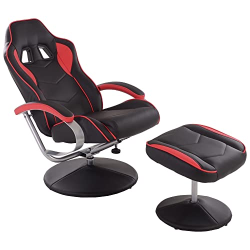 Raburg Gaming-Sessel Set DRIFT Sport in SCHWARZ-ROT mit Hocker, Soft-Touch Kunstleder, ergonomisch geformt mit Relaxfunktion - 135° neigbar, Komfortschaum-Polsterung, 360° drehbar, bis 120 kg von MACOShopde by MACO Möbel
