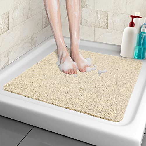 Duschmatte, rutschfest, 60 x 60 cm, Sicherheits-Badematte, komfortabel, weich, mit Ablauflöchern, Massagematte aus PVC, Luffa für feuchte Bereiche, schnelltrocknend von MACUNIN