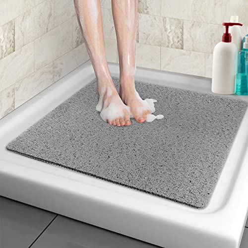 Duschmatte, rutschfest, 80 x 80 cm, Sicherheits-Badematte, komfortabel, weich, mit Ablauflöchern, Massagematte aus PVC, Luffa für feuchte Bereiche, schnelltrocknend von MACUNIN