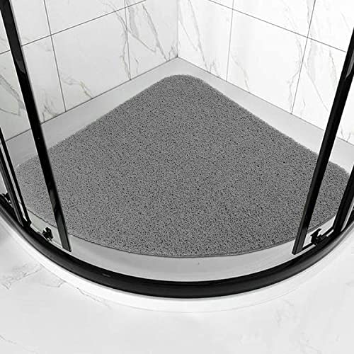 Duschmatte rutschfest, Weich Komfort Sicherheits Badewannenmatte mit Ablauflöchern, PVC-Luffa Massage Duschmatten für Nassbereiche, Schnell trocknend (Grau, 60cm Fächerförmig) von MACUNIN