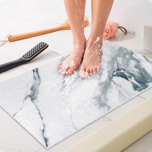Duschmatte rutschfest 60 x 80 cm - Weich Komfort Sicherheits Badematte mit Ablauflöchern, PVC-Luffa Massage Antirutschmatte für Dusche, Schnell trocknend von MACUNIN