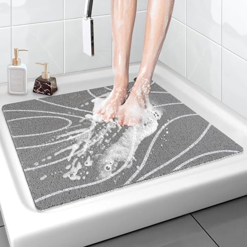 Duschmatte rutschfest 60x60 cm: Weich Komfort Badematte mit Ablauflöchern, PVC-Luffa Massage Antirutschmatte für Dusche, Duscheinlage rutschfest Schnell trocknend Duschmatte rutschfest 60x60 cm: Weich Komfort Badematte mit Ablauflöchern, PVC-Luffa Massage Antirutschmatte für Dusche, Duscheinlage rutschfest Schnell trocknend von MACUNIN