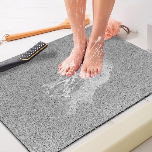 Duschmatte rutschfest 80 x100 cm - Weich Komfort Sicherheits Badewannenmatte mit Ablauflöchern, PVC-Luffa Massage Antirutschmatte für Dusche, Schnell trocknend von MACUNIN